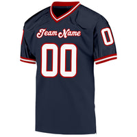 Custom Football Jersey, Navy White Red Sportswear Jersey Shirt, Athletic Mesh Moisture Wicking Jersey, Casual Gift for Men, Style Navy0213