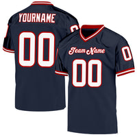 Custom Football Jersey, Navy White Red Sportswear Jersey Shirt, Athletic Mesh Moisture Wicking Jersey, Casual Gift for Men, Style Navy0213