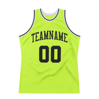Custom Basketball Jersey, Neon Green Black White Throwback Sportswear Jersey Shirt, Athletic Mesh Moisture Wicking Jersey, Casual Gift for Men