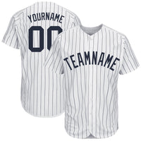 Custom Baseball Jersey, White Navy Sportswear Jersey Shirt, Athletic Button Down Moisture Wicking Jersey, Casual Gift for Men, Style NewYK0149