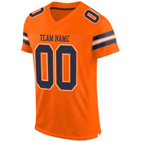 Custom Football Jersey, Orange Navy White Sportswear Jersey Shirt, Athletic Mesh Jersey, Casual Gift for Men
