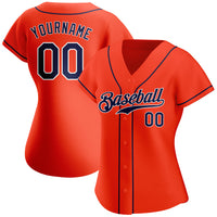 Custom Baseball Jersey, Orange Navy White Sportswear Jersey Shirt, Athletic Button Down Moisture Wicking Jersey, Casual Gift for Men