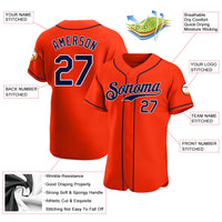 Custom Baseball Jersey, Orange Navy White Sportswear Jersey Shirt, Athletic Button Down Moisture Wicking Jersey, Casual Gift for Men