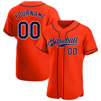 Custom Baseball Jersey, Orange Navy White Sportswear Jersey Shirt, Athletic Button Down Moisture Wicking Jersey, Casual Gift for Men