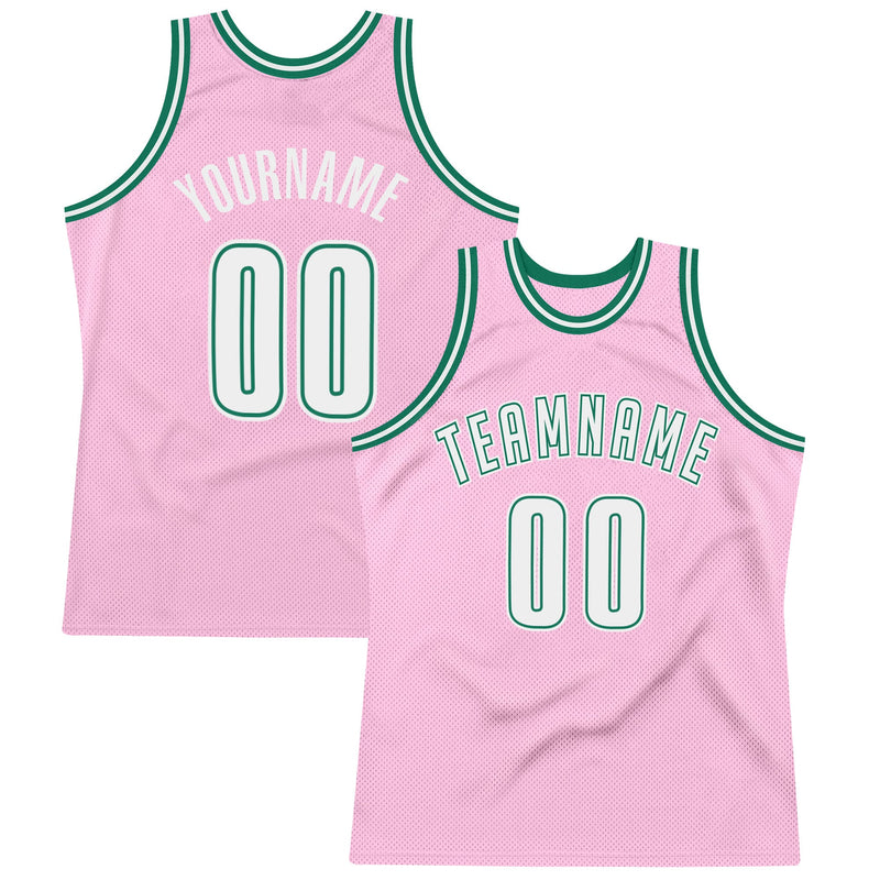 Custom Basketball Jersey, Pink White Kelly Throwback Sportswear Jersey Shirt, Athletic Mesh Moisture Wicking Jersey, Casual Gift for Men