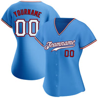 Custom Baseball Jersey, Blue White Red Sportswear Jersey Shirt, Athletic Button Down Moisture Wicking Jersey, Casual Gift for Men