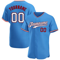 Custom Baseball Jersey, Blue White Red Sportswear Jersey Shirt, Athletic Button Down Moisture Wicking Jersey, Casual Gift for Men