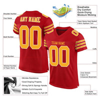 Custom Football Jersey, Red Gold White Sportswear Jersey Shirt, Athletic Mesh Moisture Wicking Jersey, Casual Gift for Men