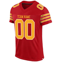 Custom Football Jersey, Red Gold White Sportswear Jersey Shirt, Athletic Mesh Moisture Wicking Jersey, Casual Gift for Men