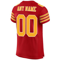 Custom Football Jersey, Red Gold White Sportswear Jersey Shirt, Athletic Mesh Moisture Wicking Jersey, Casual Gift for Men