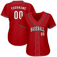 Custom Baseball Jersey, Red White Sportswear Jersey Shirt, Athletic Button Down Moisture Wicking Jersey, Casual Gift for Men, Style Red0051