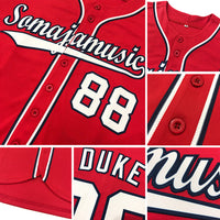 Custom Baseball Jersey, Red White Sportswear Jersey Shirt, Athletic Button Down Moisture Wicking Jersey, Casual Gift for Men, Style Red0051