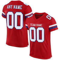 Custom Football Jersey, Red White Royal Sportswear Jersey Shirt, Athletic Mesh Moisture Wicking Jersey, Casual Gift for Men, Style Red0087