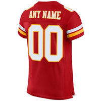 Custom Football Jersey, Red White Gold Sportswear Jersey Shirt, Athletic Mesh Moisture Wicking Jersey, Casual Gift for Men, Style Red0088