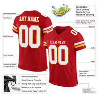 Custom Football Jersey, Red White Gold Sportswear Jersey Shirt, Athletic Mesh Moisture Wicking Jersey, Casual Gift for Men, Style Red0088