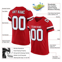Custom Football Jersey, Red White Black Sportswear Jersey Shirt, Athletic Mesh Moisture Wicking Jersey, Casual Gift for Men