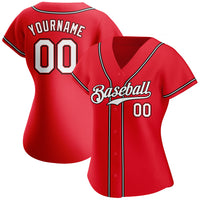 Custom Baseball Jersey, Red White Sportswear Jersey Shirt, Athletic Button Down Moisture Wicking Jersey, Casual Gift for Men, Style Red0099