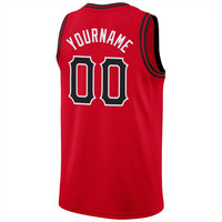 Custom Basketball Jersey, Red Black White Sportswear Jersey Shirt, Athletic Mesh Moisture Wicking Jersey, Casual Gift for Men, Style Red0111