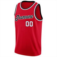 Custom Basketball Jersey, Red White Black Sportswear Jersey Shirt, Athletic Mesh Moisture Wicking Jersey, Casual Gift for Men