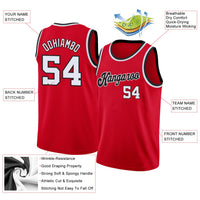 Custom Basketball Jersey, Red White Black Sportswear Jersey Shirt, Athletic Mesh Moisture Wicking Jersey, Casual Gift for Men