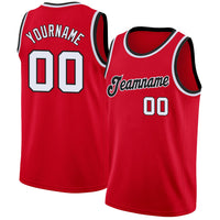 Custom Basketball Jersey, Red White Black Sportswear Jersey Shirt, Athletic Mesh Moisture Wicking Jersey, Casual Gift for Men