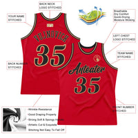 Custom Basketball Jersey, Red Black Old Gold Authentic Sportswear Jersey Shirt, Athletic Mesh Moisture Wicking Jersey, Casual Gift for Men