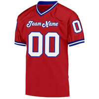 Custom Football Jersey, Red White Royal Sportswear Jersey Shirt, Athletic Mesh Moisture Wicking Jersey, Casual Gift for Men, Style Red0235