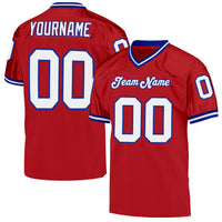 Custom Football Jersey, Red White Royal Sportswear Jersey Shirt, Athletic Mesh Moisture Wicking Jersey, Casual Gift for Men, Style Red0235