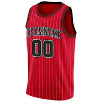 Custom Basketball Jersey, Red White Black Pinstripe Sportswear Jersey Shirt, Athletic Mesh Moisture Wicking Jersey, Casual Gift for Men