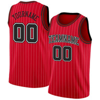 Custom Basketball Jersey, Red White Black Pinstripe Sportswear Jersey Shirt, Athletic Mesh Moisture Wicking Jersey, Casual Gift for Men