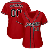 Custom Baseball Jersey, Red Black White Sportswear Jersey Shirt, Athletic Button Down Moisture Wicking Jersey, Casual Gift for Men
