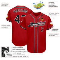 Custom Baseball Jersey, Red Black White Sportswear Jersey Shirt, Athletic Button Down Moisture Wicking Jersey, Casual Gift for Men
