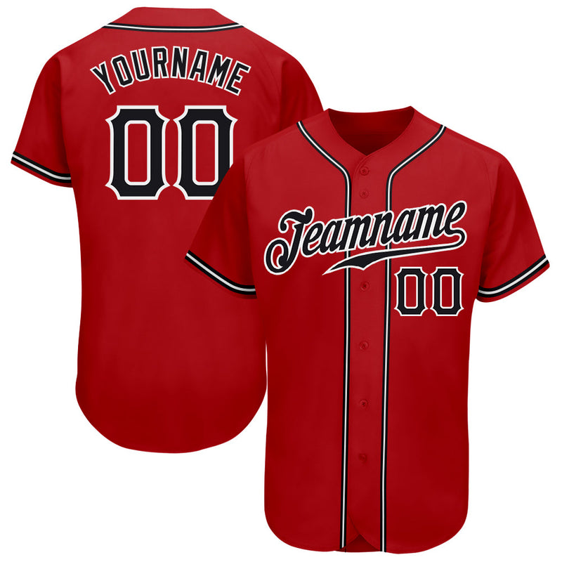 Custom Baseball Jersey, Red Black White Sportswear Jersey Shirt, Athletic Button Down Moisture Wicking Jersey, Casual Gift for Men