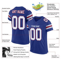 Custom Football Jersey, Royal White Red Sportswear Jersey Shirt, Athletic Mesh Moisture Wicking Jersey, Casual Gift for Men, Style Royal0001