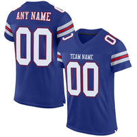 Custom Football Jersey, Royal White Red Sportswear Jersey Shirt, Athletic Mesh Moisture Wicking Jersey, Casual Gift for Men, Style Royal0001