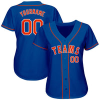 Custom Baseball Jersey, Royal Orange Sportswear Jersey Shirt, Athletic Button Down Moisture Wicking Jersey, Casual Gift for Men, Style Royal0030