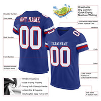 Custom Football Jersey, Royal White Red Sportswear Jersey Shirt, Athletic Mesh Moisture Wicking Jersey, Casual Gift for Men, Style Royal0036