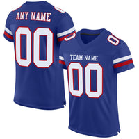 Custom Football Jersey, Royal White Red Sportswear Jersey Shirt, Athletic Mesh Moisture Wicking Jersey, Casual Gift for Men, Style Royal0036