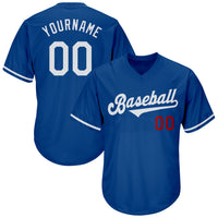 Custom Baseball Jersey, Royal White Red Throwback Sportswear Jersey Shirt, Athletic V Neck Moisture Wicking Jersey, Casual Gift for Men