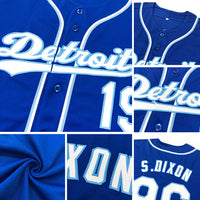 Custom Baseball Jersey, Royal White Sportswear Jersey Shirt, Athletic Button Down Moisture Wicking Jersey, Casual Gift for Men, Style Royal0044