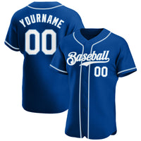 Custom Baseball Jersey, Royal White Sportswear Jersey Shirt, Athletic Button Down Moisture Wicking Jersey, Casual Gift for Men, Style Royal0044