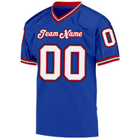 Custom Football Jersey, Royal White Red Sportswear Jersey Shirt, Athletic Mesh Moisture Wicking Jersey, Casual Gift for Men, Style Royal0152