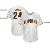 Custom Baseball Jersey, White Brown Gold Pinstripe Sportswear Jersey Shirt, Athletic Button Down Moisture Wicking Jersey, Casual Gift for Men