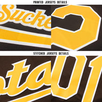 Custom Baseball Jersey, Brown Gold White Sportswear Jersey Shirt, Athletic Button Down Moisture Wicking Jersey, Casual Gift for Men