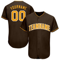 Custom Baseball Jersey, Brown Gold White Sportswear Jersey Shirt, Athletic Button Down Moisture Wicking Jersey, Casual Gift for Men
