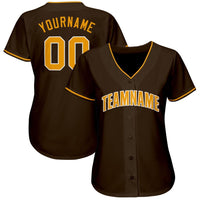 Custom Baseball Jersey, Brown Gold White Sportswear Jersey Shirt, Athletic Button Down Moisture Wicking Jersey, Casual Gift for Men