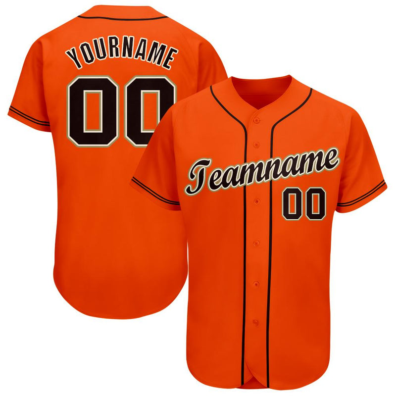 Custom Baseball Jersey, Orange Black Cream Sportswear Jersey Shirt, Athletic Button Down Moisture Wicking Jersey, Casual Gift for Men