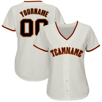 Custom Baseball Jersey, Cream Black Orange Sportswear Jersey Shirt, Athletic Button Down Moisture Wicking Jersey, Casual Gift for Men
