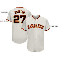 Custom Baseball Jersey, Cream Black Orange Sportswear Jersey Shirt, Athletic Button Down Moisture Wicking Jersey, Casual Gift for Men