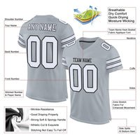 Custom Football Jersey, Silver White Black Sportswear Jersey Shirt, Athletic Mesh Moisture Wicking Jersey, Casual Gift for Men, Style Silver0001